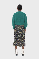 Black and mustard floral print skirt