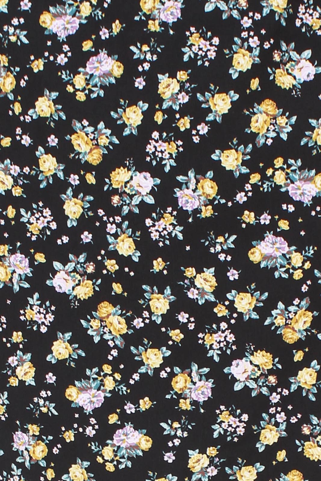 Black and mustard floral print skirt