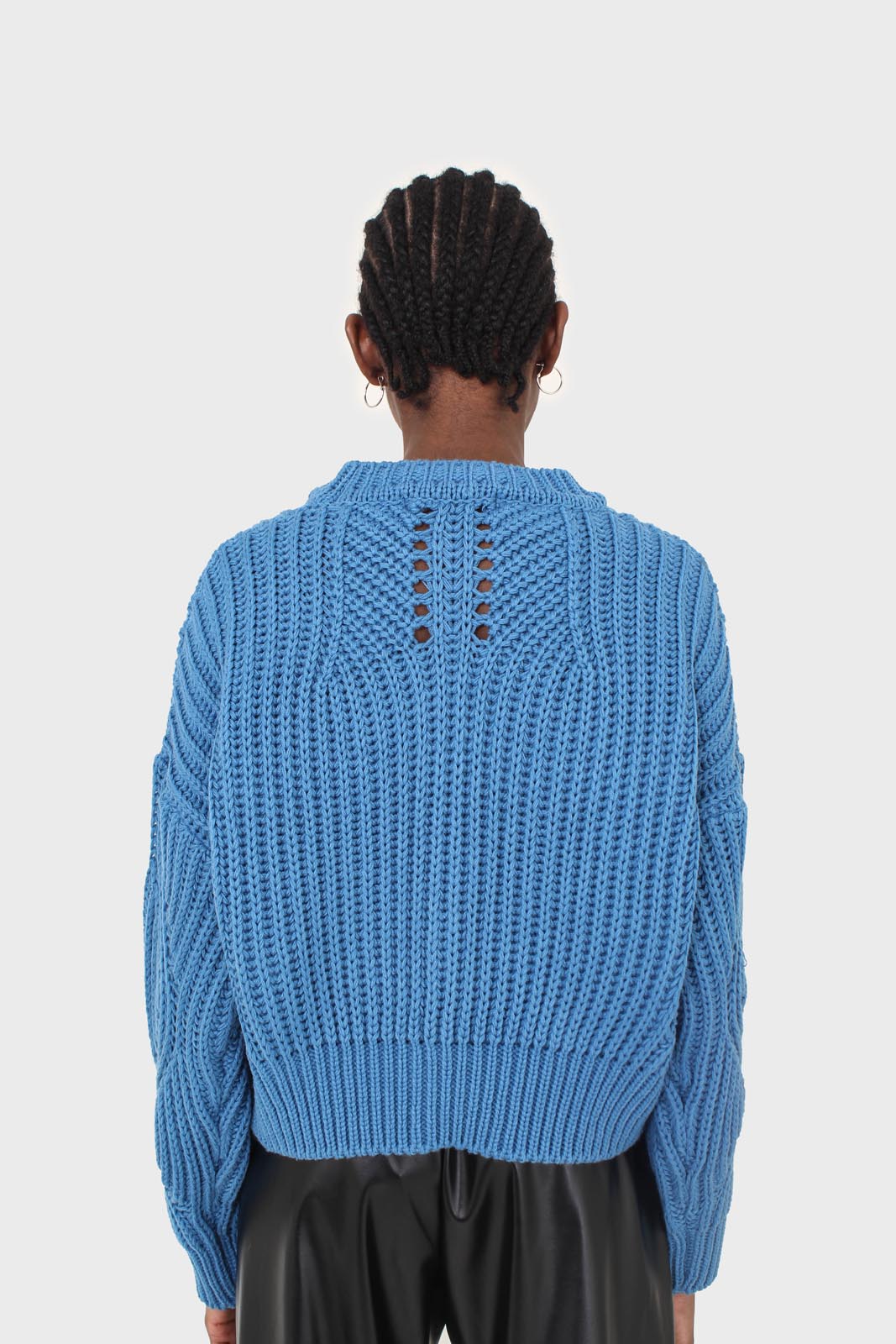 Bright blue diagonal weave loose fit jumper