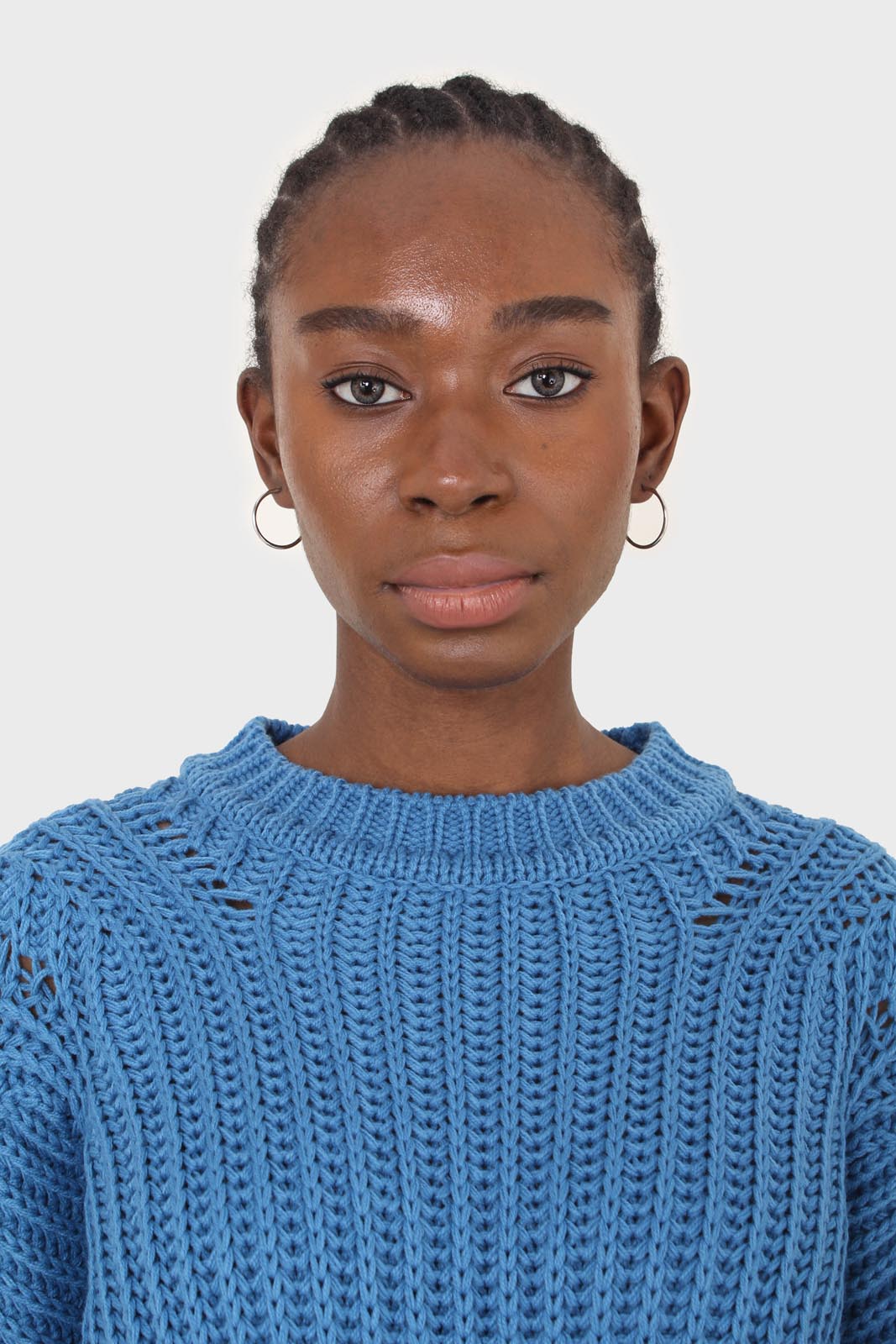 Bright blue diagonal weave loose fit jumper