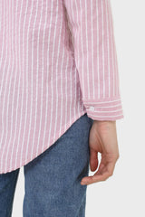 Pink and white multistripe loose fit shirt