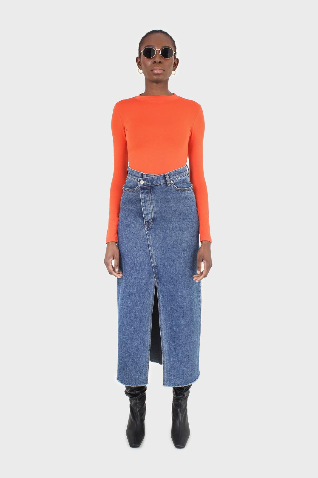 Bright orange soft jersey long sleeve top