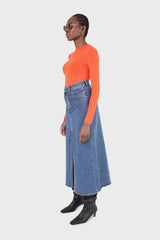 Bright orange soft jersey long sleeve top