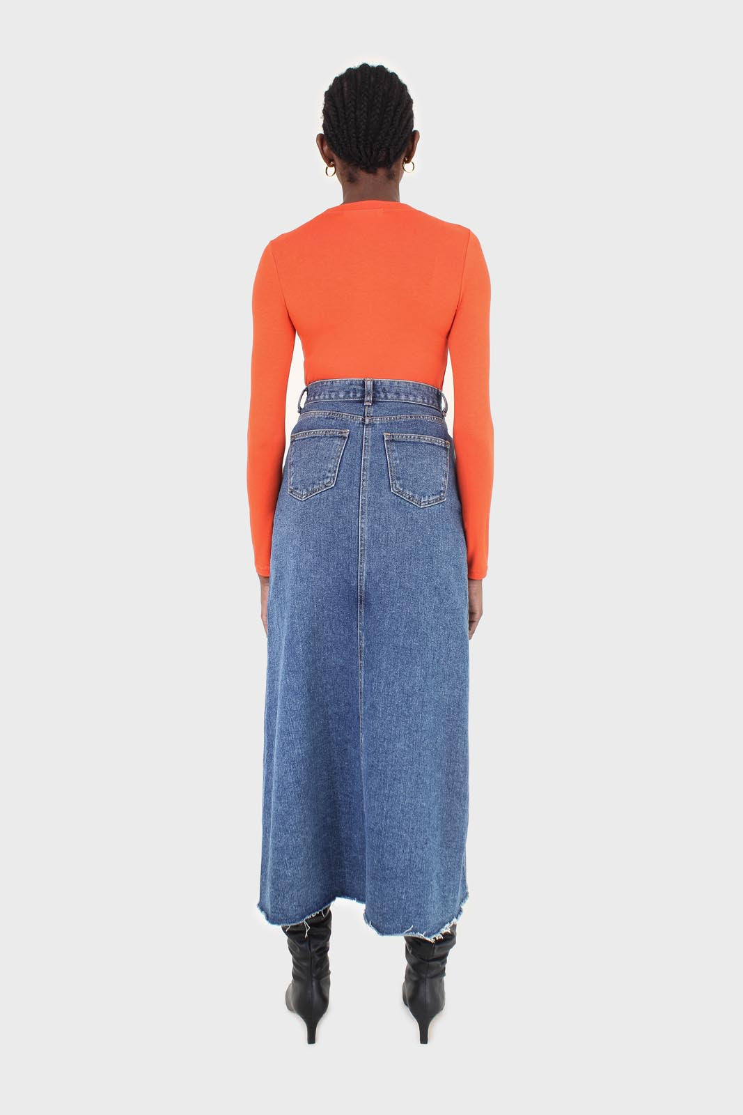 Bright orange soft jersey long sleeve top