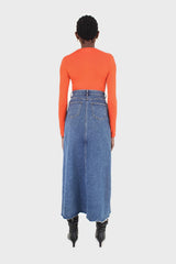 Bright orange soft jersey long sleeve top