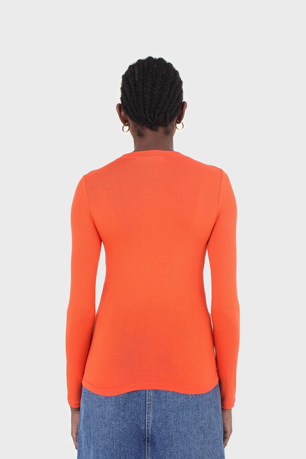 Bright orange soft jersey long sleeve top