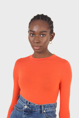 Bright orange soft jersey long sleeve top