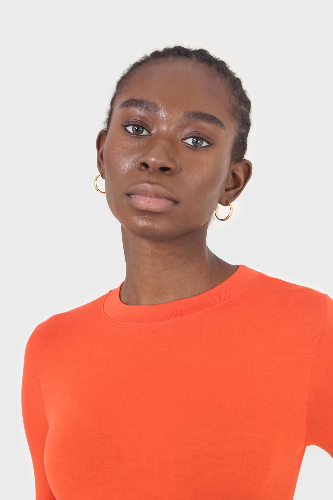 Bright orange soft jersey long sleeve top