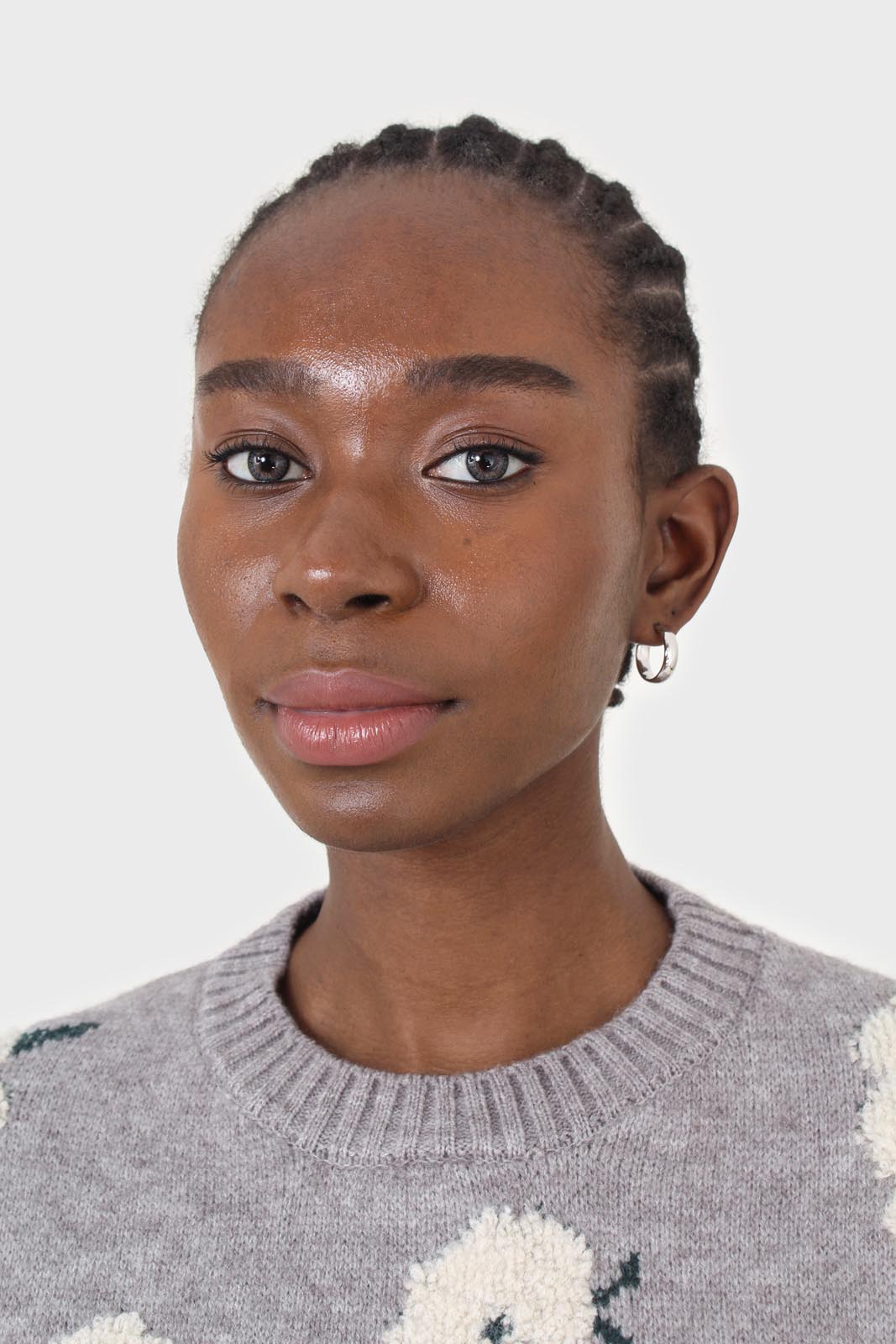 Grey and white floral crew neck jumper
