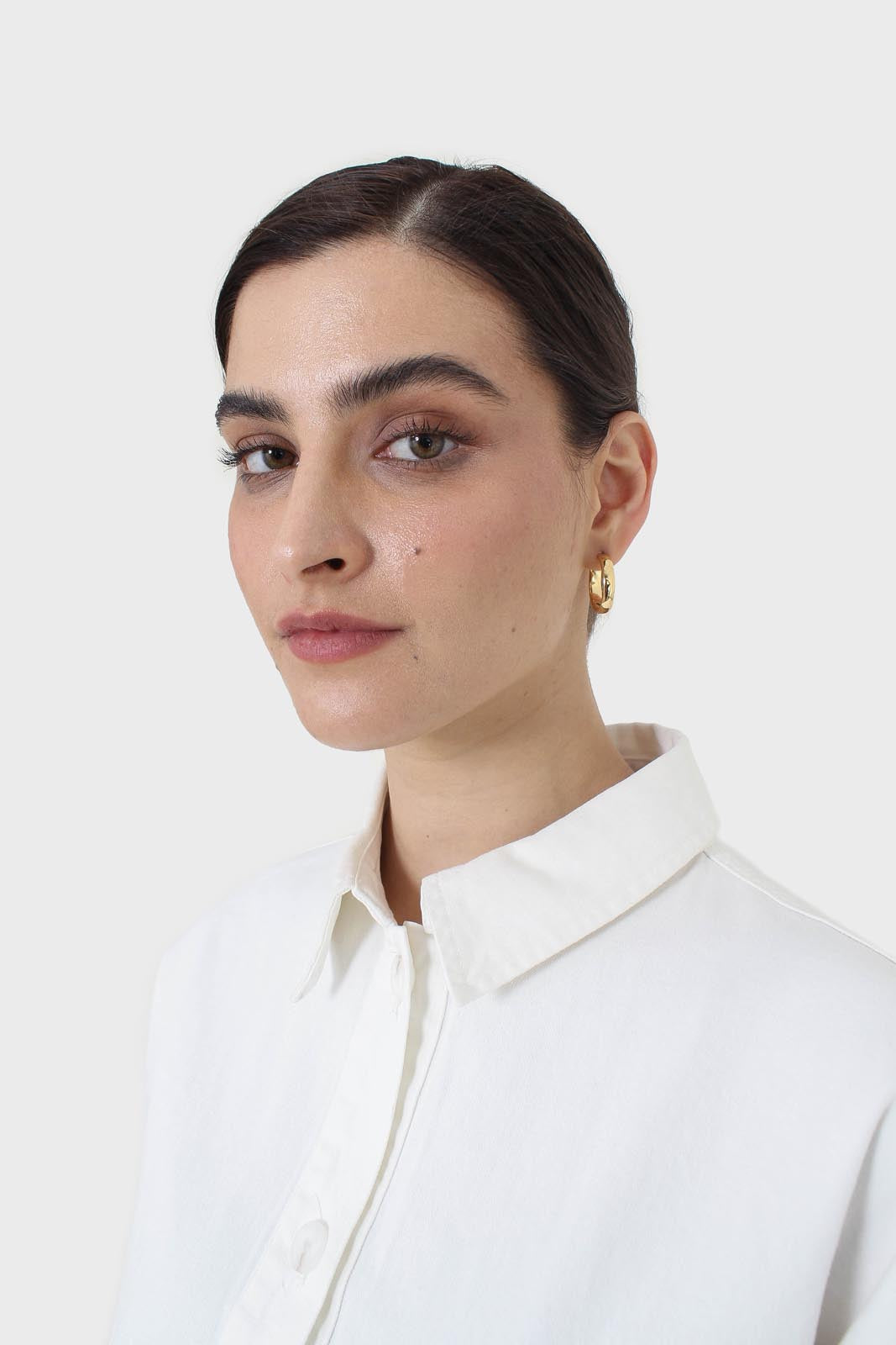 White large patch pocket oversized shirt