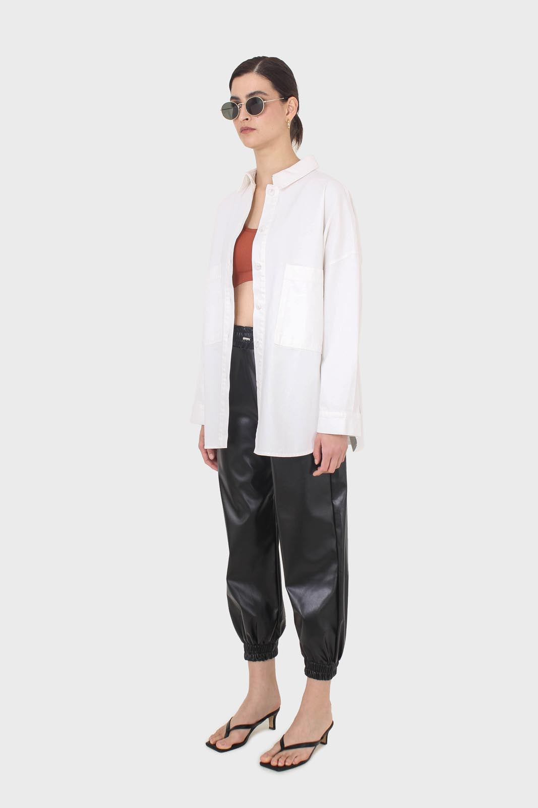 White large patch pocket oversized shirt