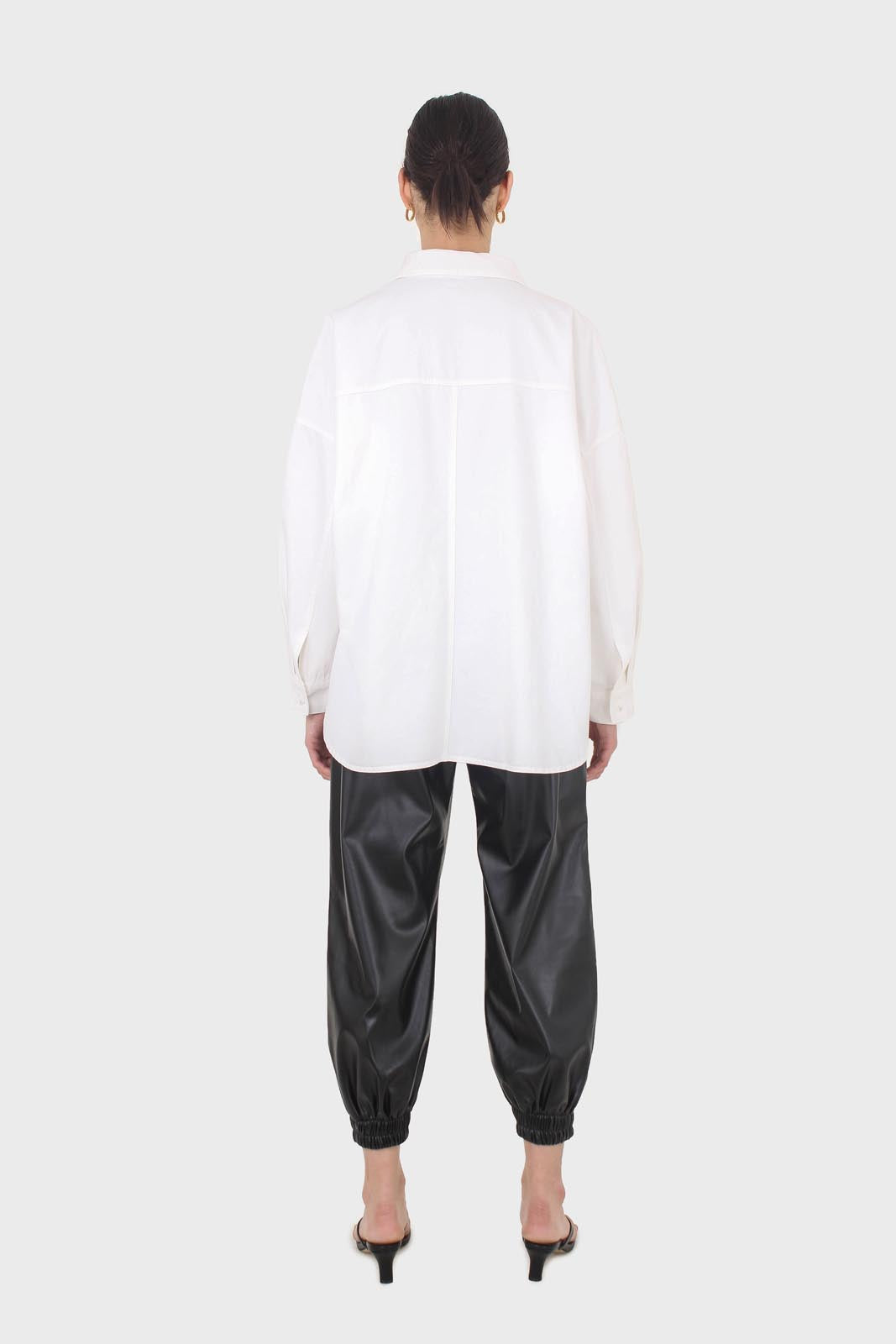 White large patch pocket oversized shirt