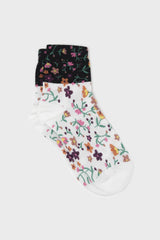 Ivory floral colourblock socks