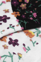 Ivory floral colourblock socks