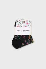 Black floral colourblock socks