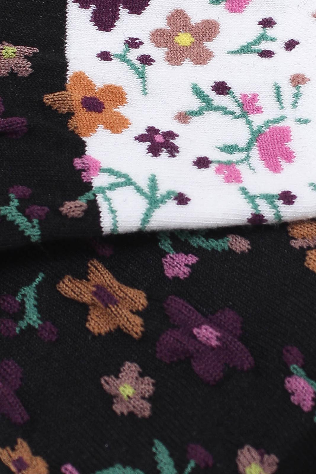 Black floral colourblock socks