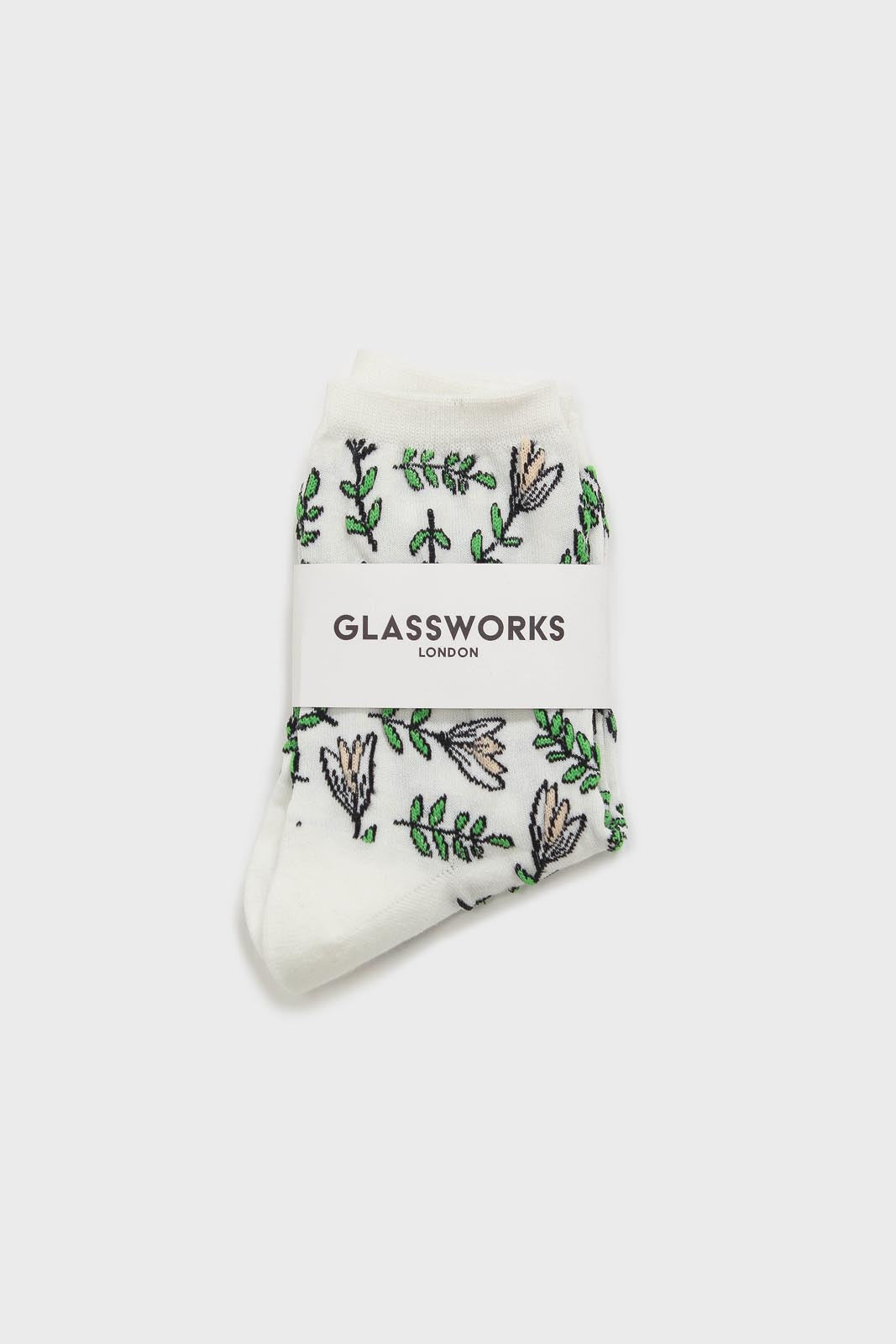 Ivory botanical socks
