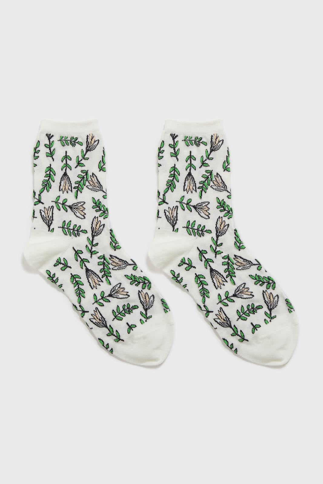 Ivory botanical socks