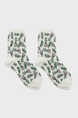 Ivory botanical socks