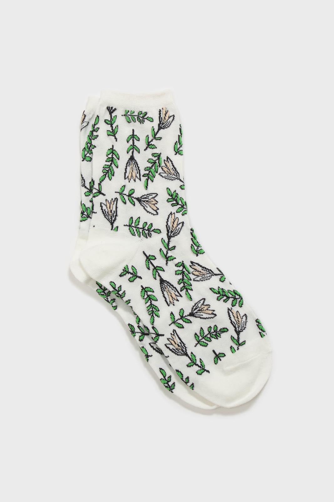 Ivory botanical socks