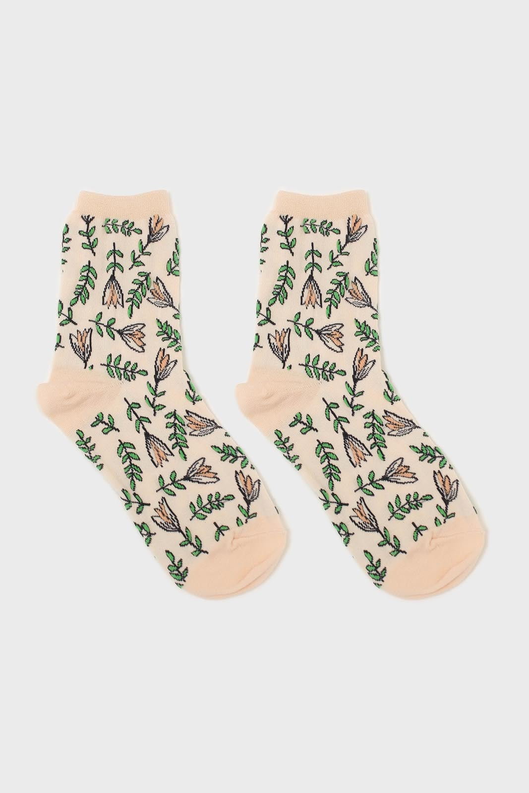 Light beige botanical socks