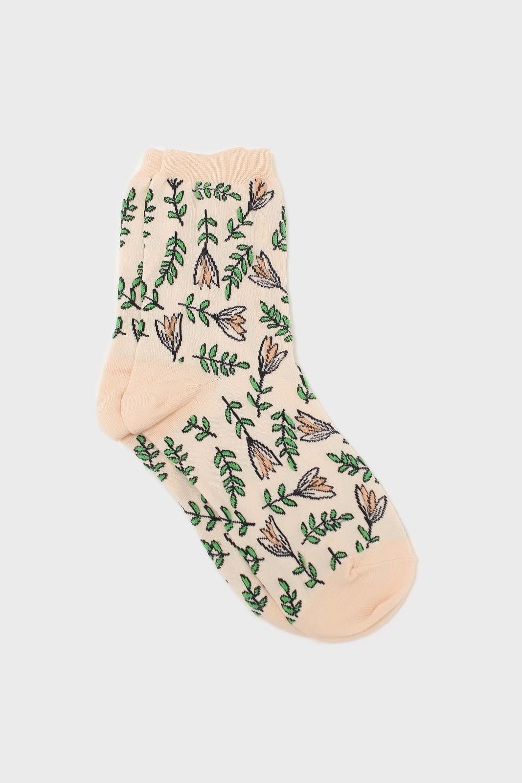 Light beige botanical socks