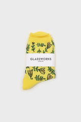 Yellow botanical socks