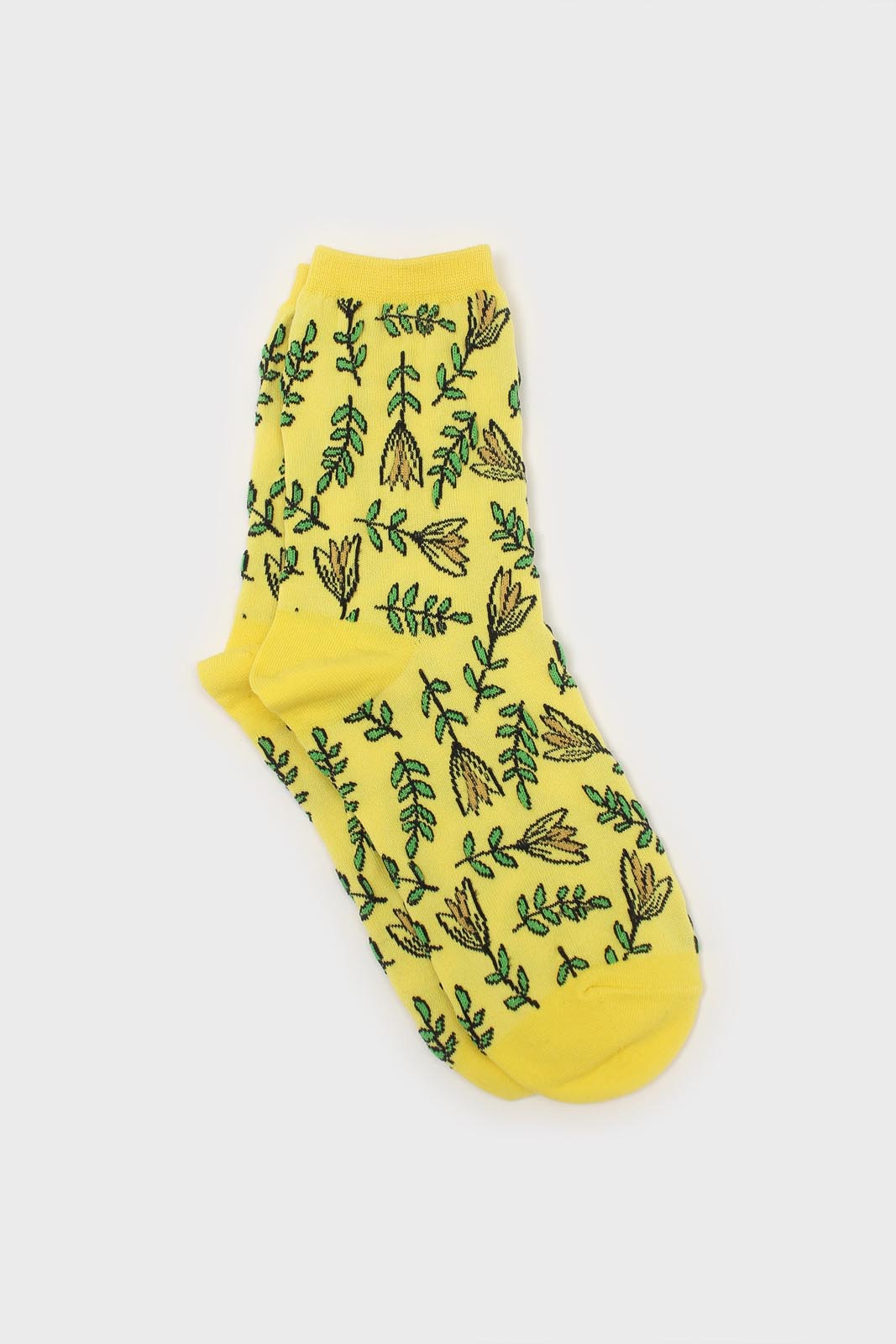Yellow botanical socks