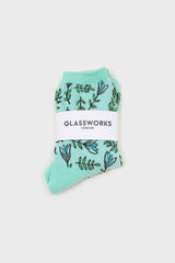 Mint botanical socks