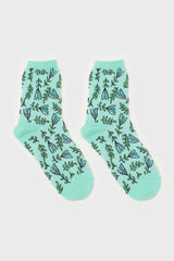 Mint botanical socks