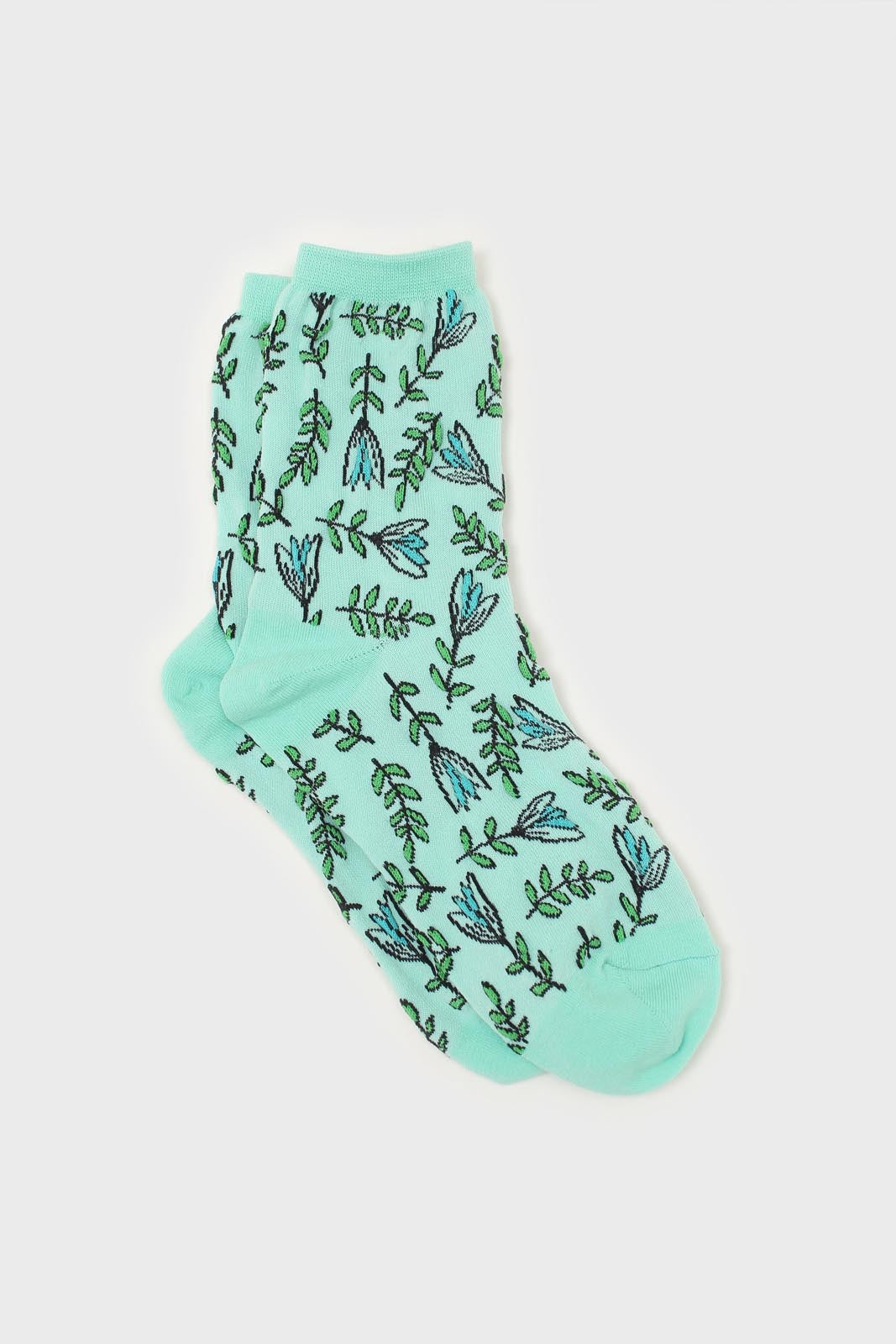 Mint botanical socks