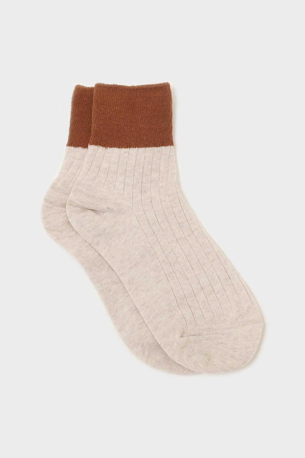 Oatmeal and brown candy colourblock socks