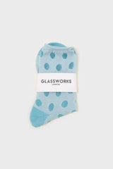 Blue metallic polka dots socks