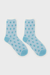 Blue metallic polka dots socks