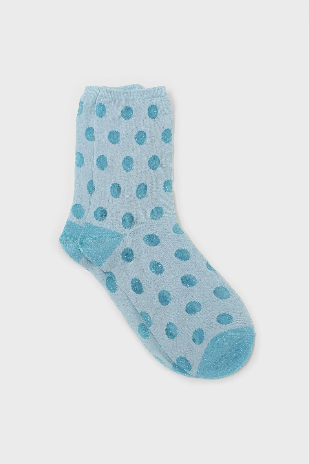 Blue metallic polka dots socks