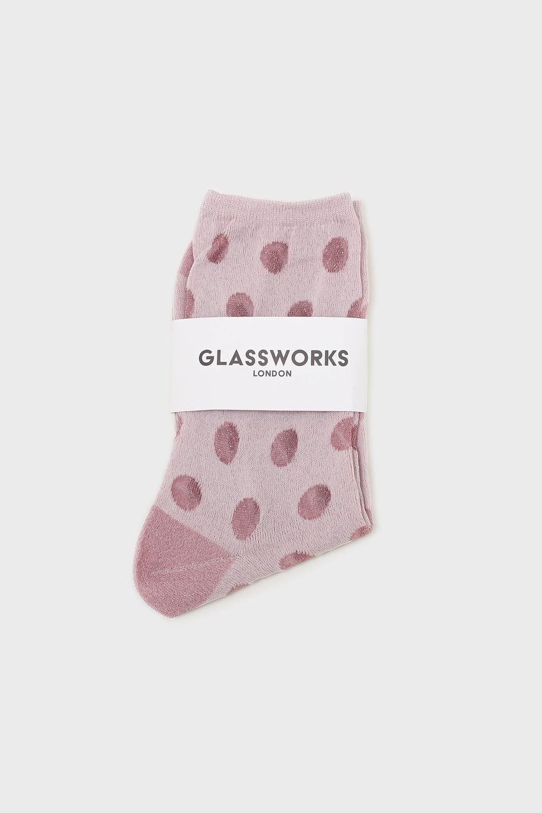 Pink metallic polka dots socks
