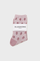Pink metallic polka dots socks