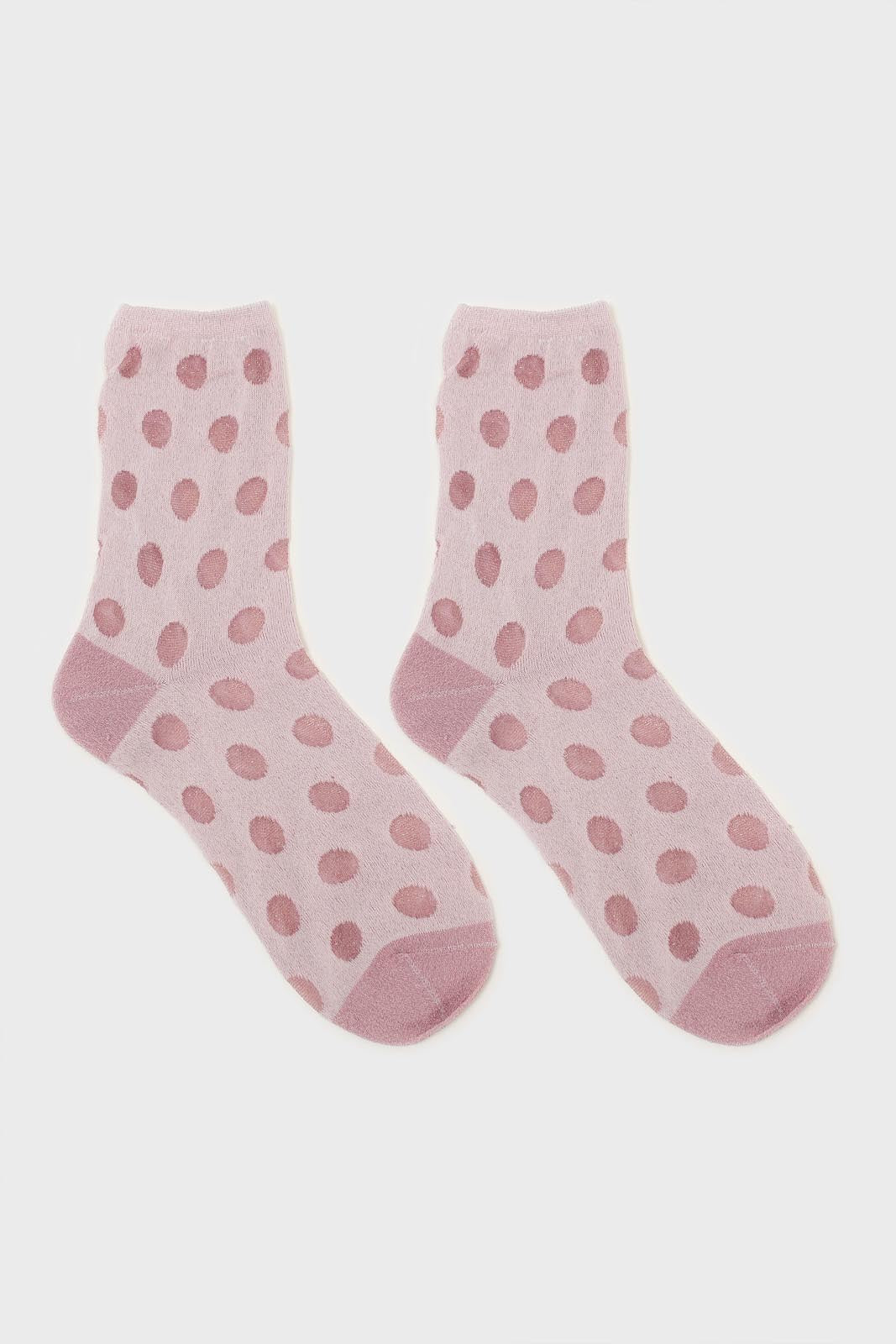 Pink metallic polka dots socks