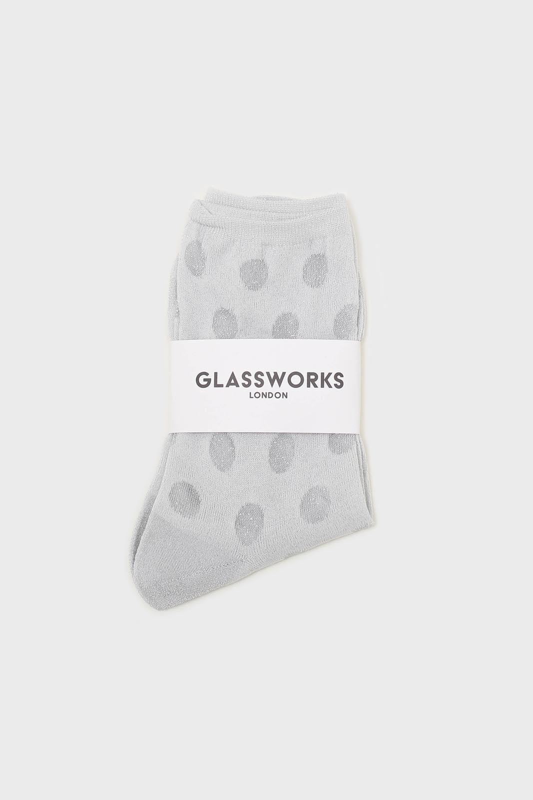 Silver metallic polka dots socks