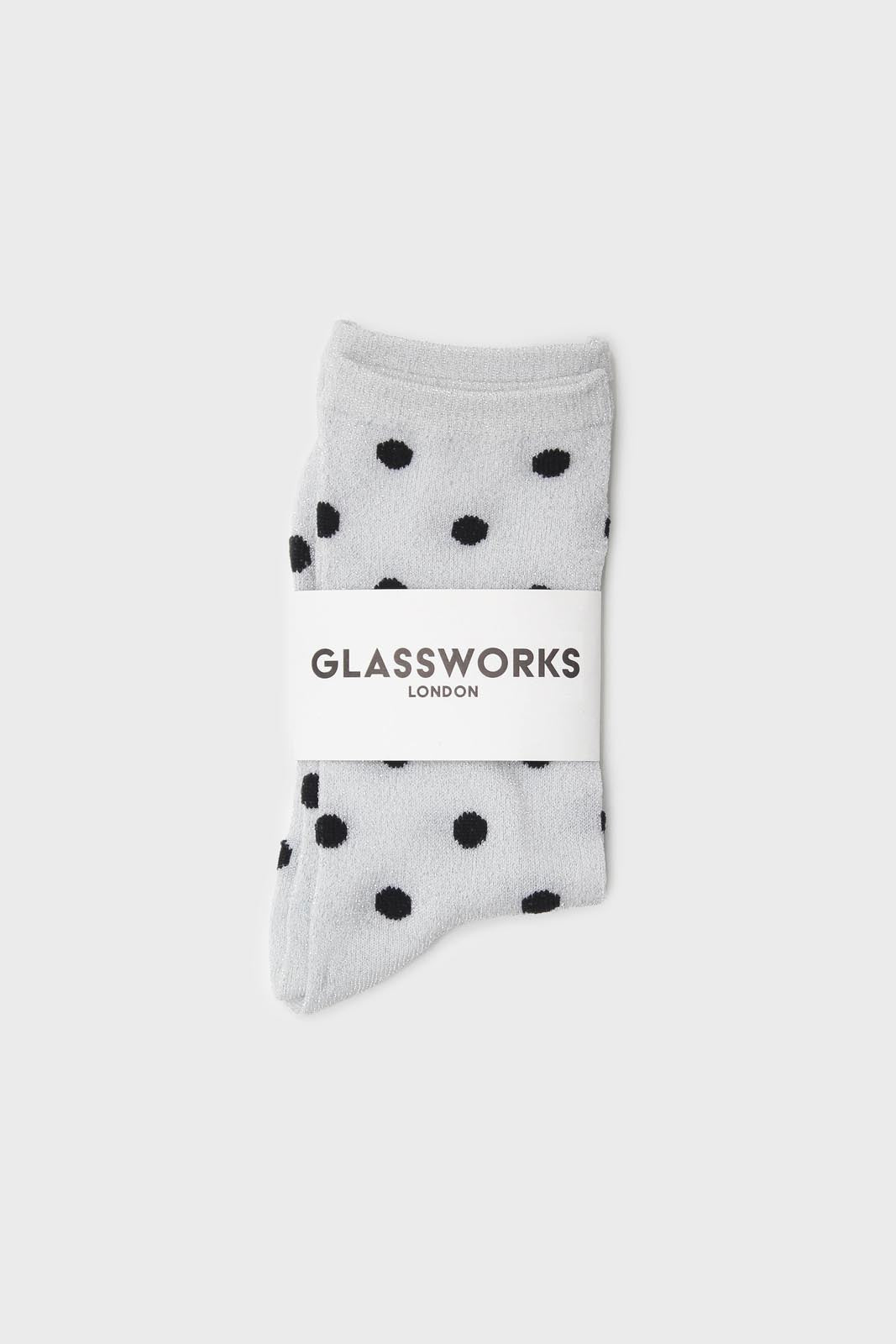 Silver and black metallic polka dot socks