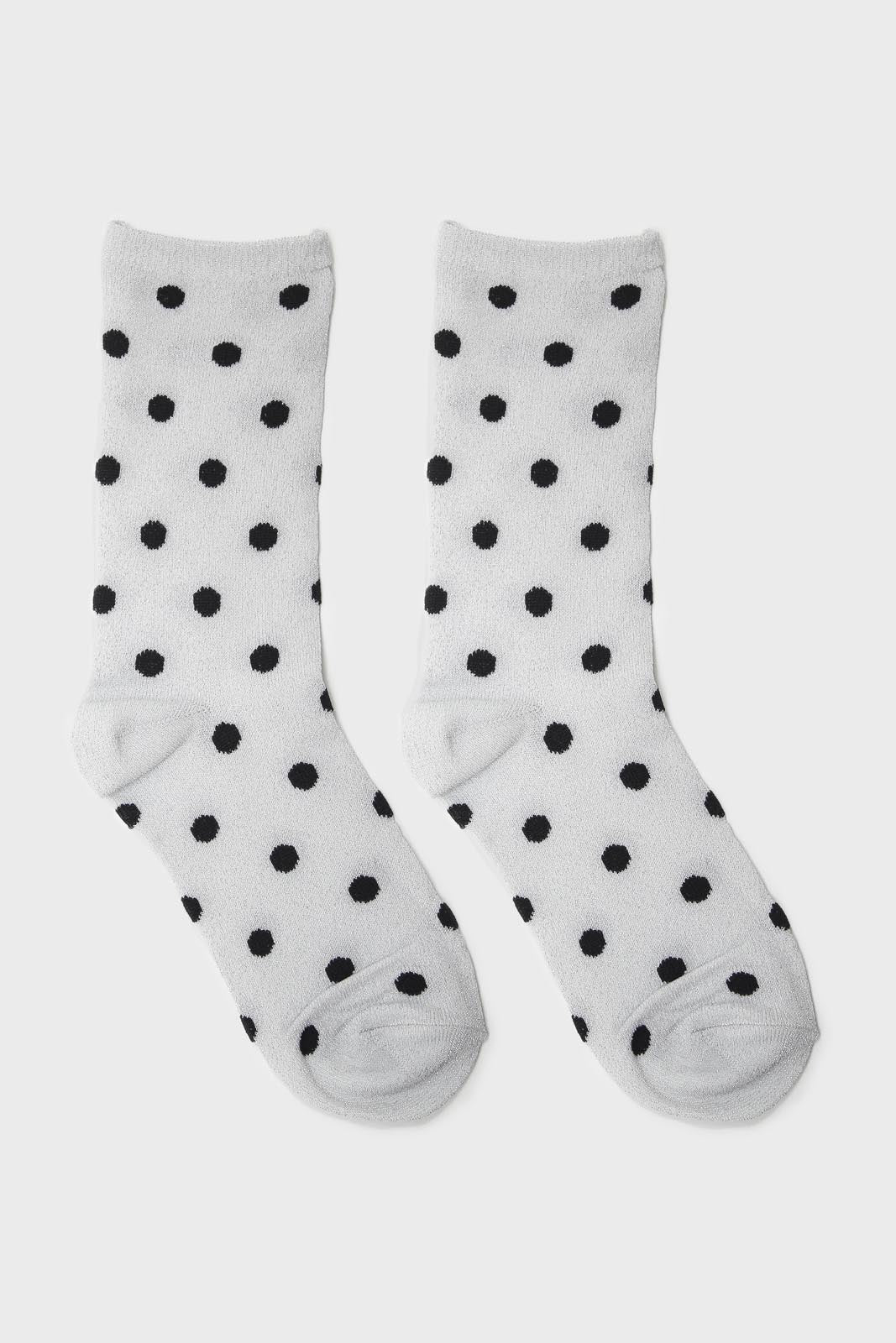 Silver and black metallic polka dot socks