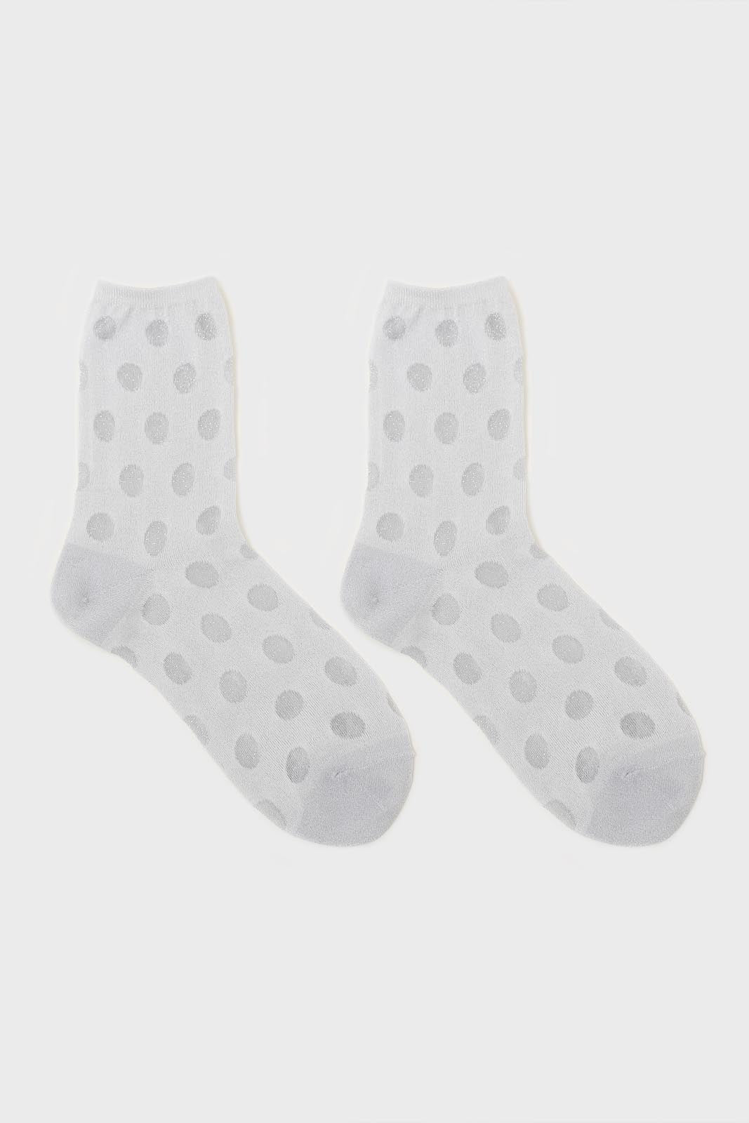 Silver metallic polka dots socks
