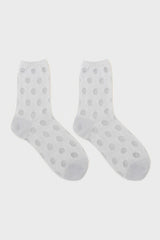 Silver metallic polka dots socks