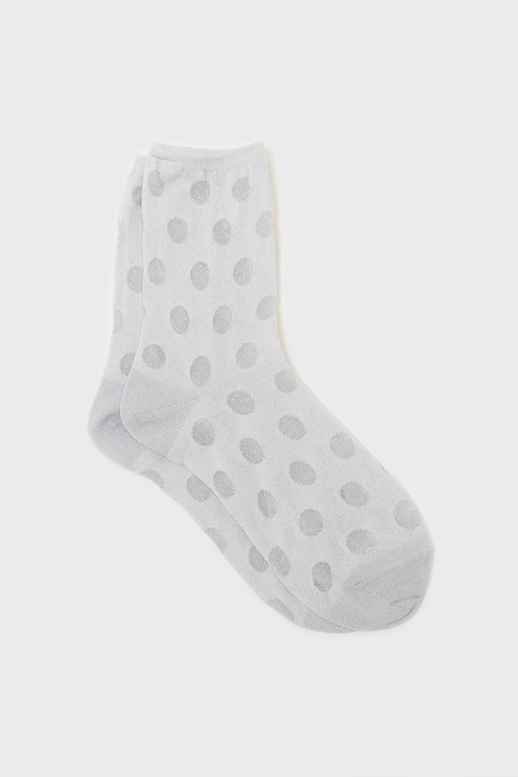 Silver metallic polka dots socks