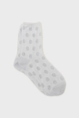Silver metallic polka dots socks