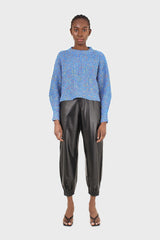 Blue rainbow fleck cropped jumper