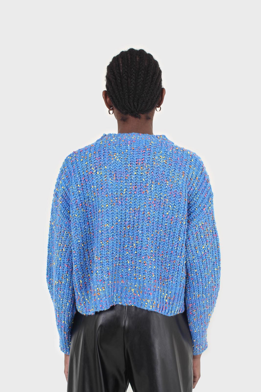 Blue rainbow fleck cropped jumper