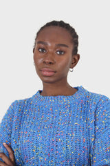 Blue rainbow fleck cropped jumper