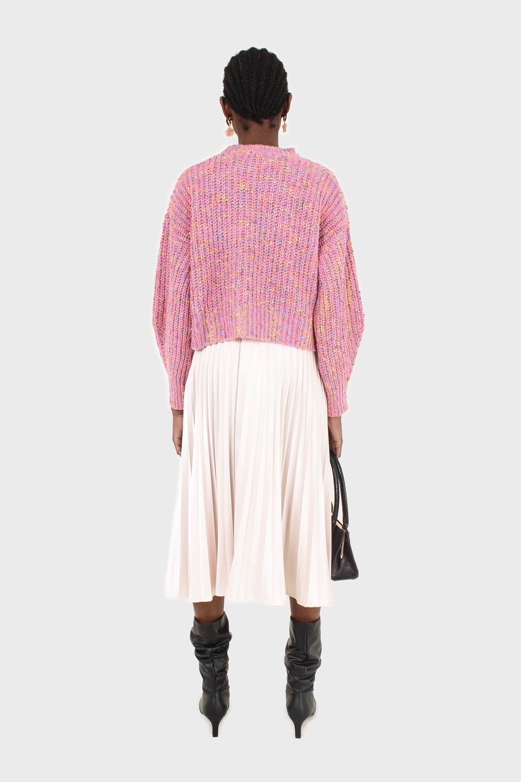 Pink rainbow fleck cropped jumper