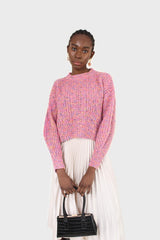 Pink rainbow fleck cropped jumper
